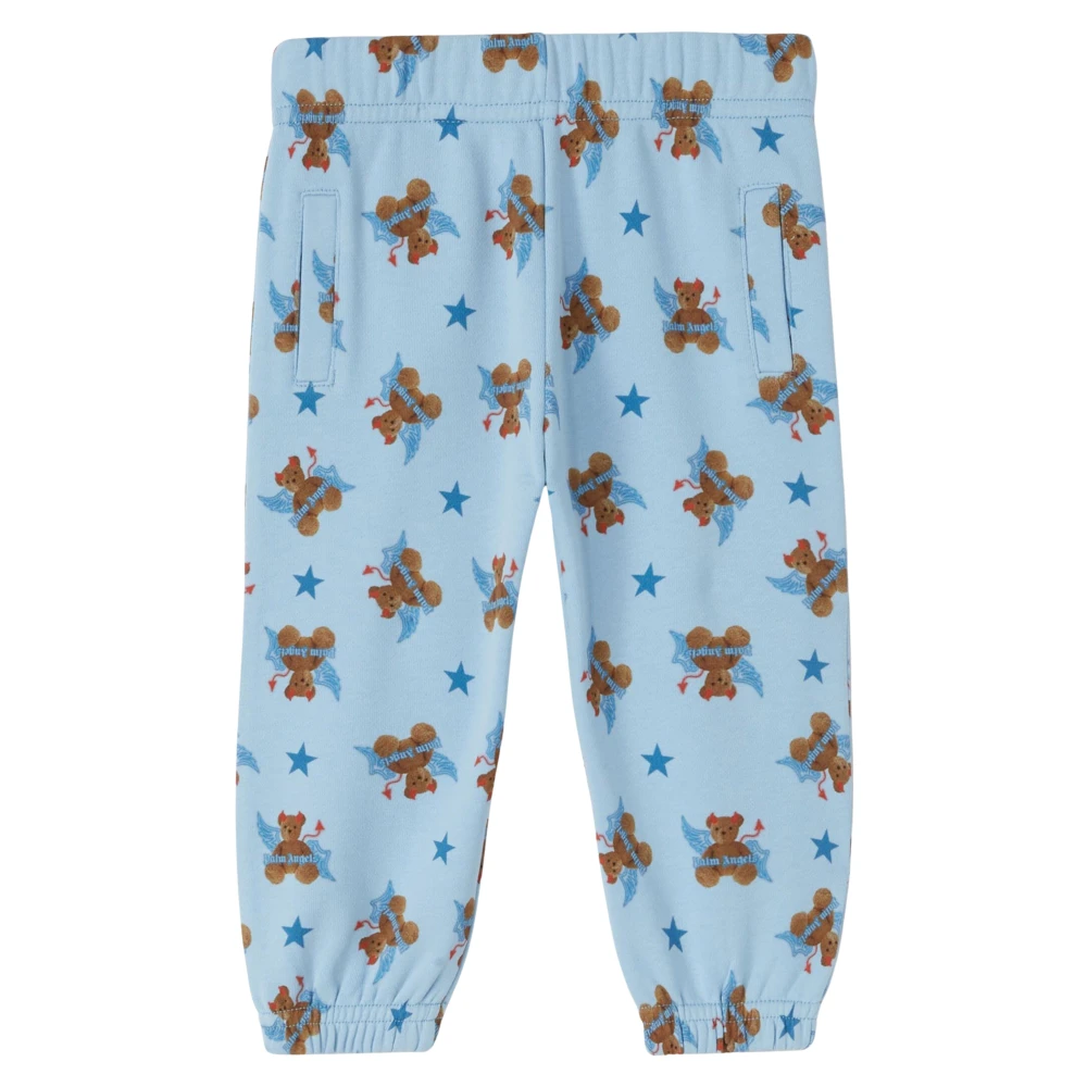 Palm Angels Boys Blue Sweatpants, 3 M, Bear Devil Joggers