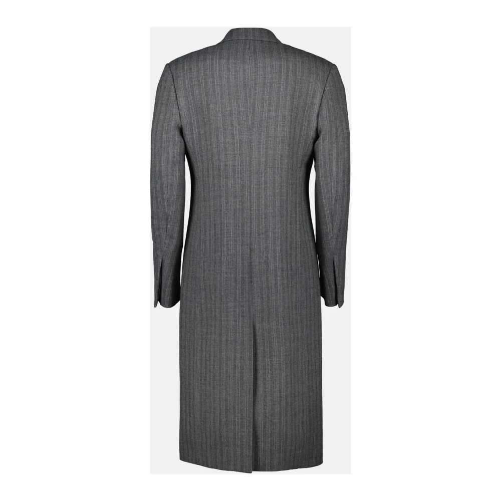 Dior Gestreepte Wol Lange Jas Gray Heren