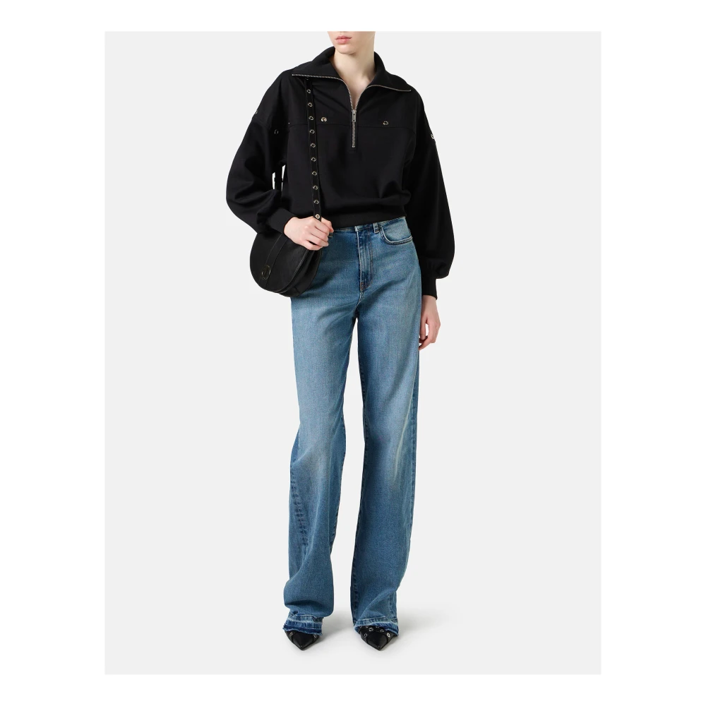 Iceberg Geknipte zwarte sweatshirt in scuba stof Black Dames