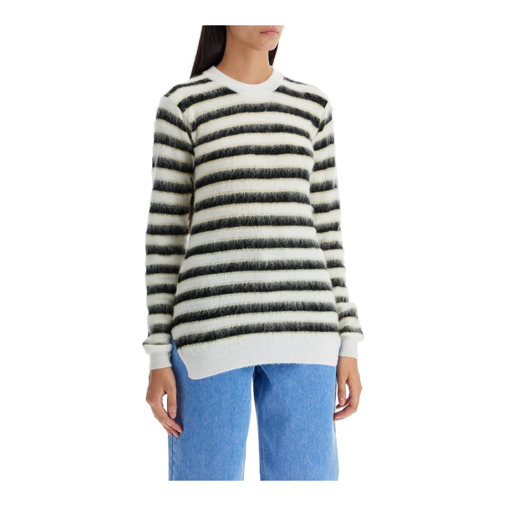 Marni Gestreepte Mohair Crewneck Pullover Multicolor Dames