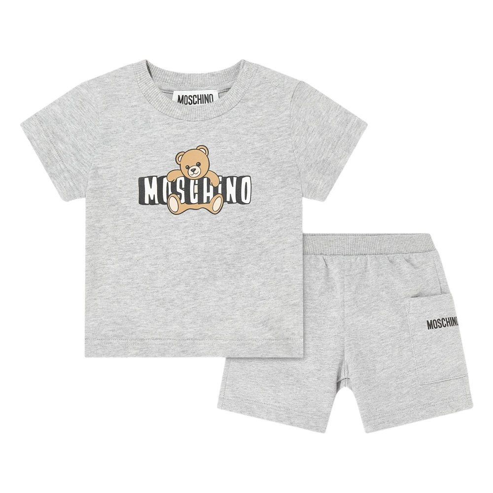 Moschino Boys Gray Teddy Bear Logo Short Set - Kids Sets - 6 M - Kids