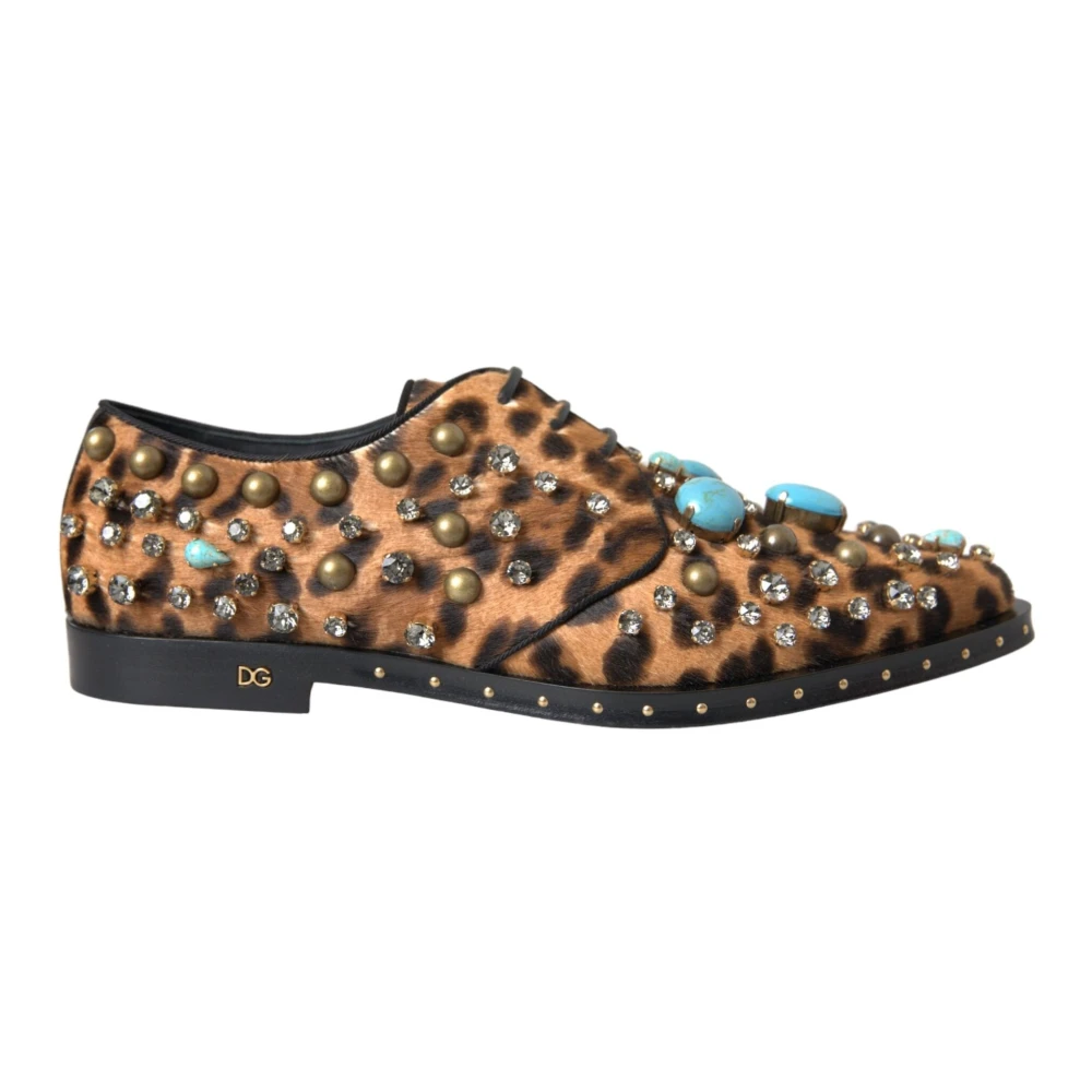 Dolce & Gabbana Women's Multicolor Laced Shoes, 3 1/2 Uk, Leopard Crystal Dress Shoes