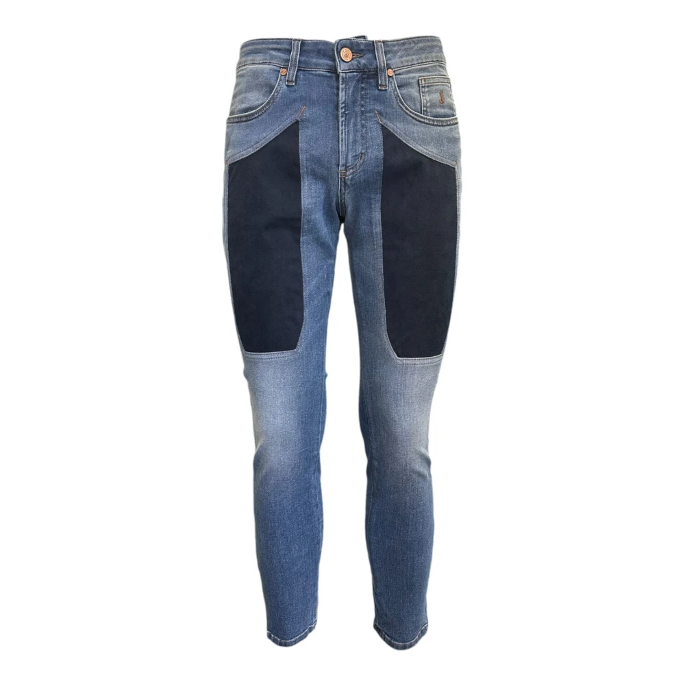 Jeckerson Skinny Jeans met Alcantara Patches Blue Heren