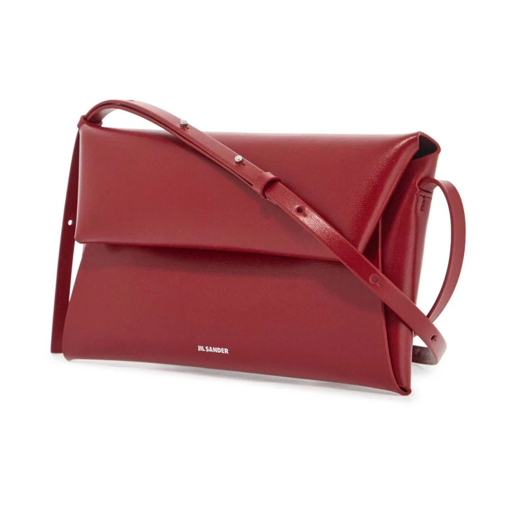 Jil Sander Gevouwen leren schoudertas Red Dames