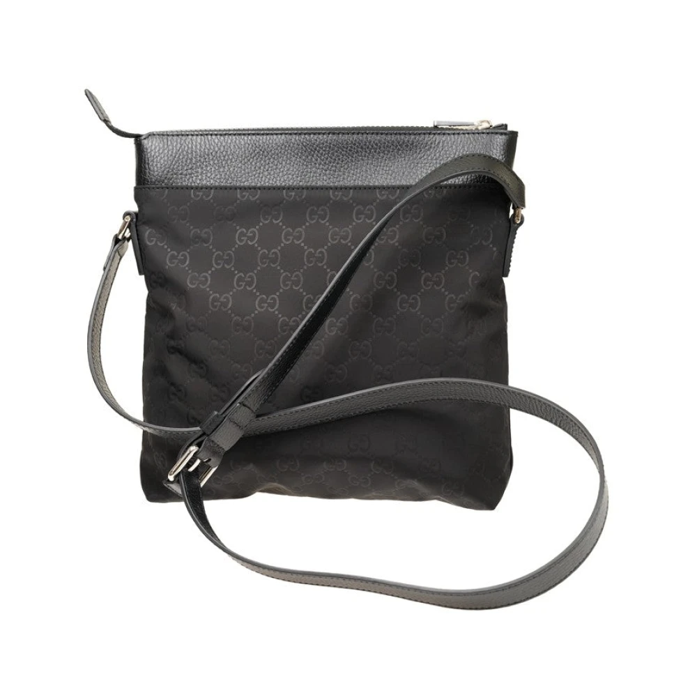 Gucci Zwarte GG Canvas en Leren Messenger Bag in Zwart Black Heren