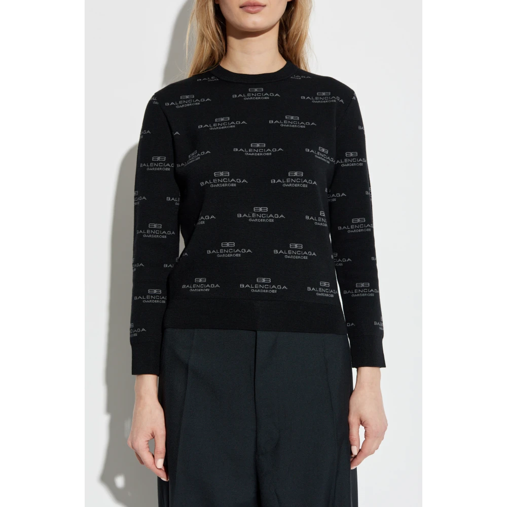 Balenciaga Trui met Logo Black Dames