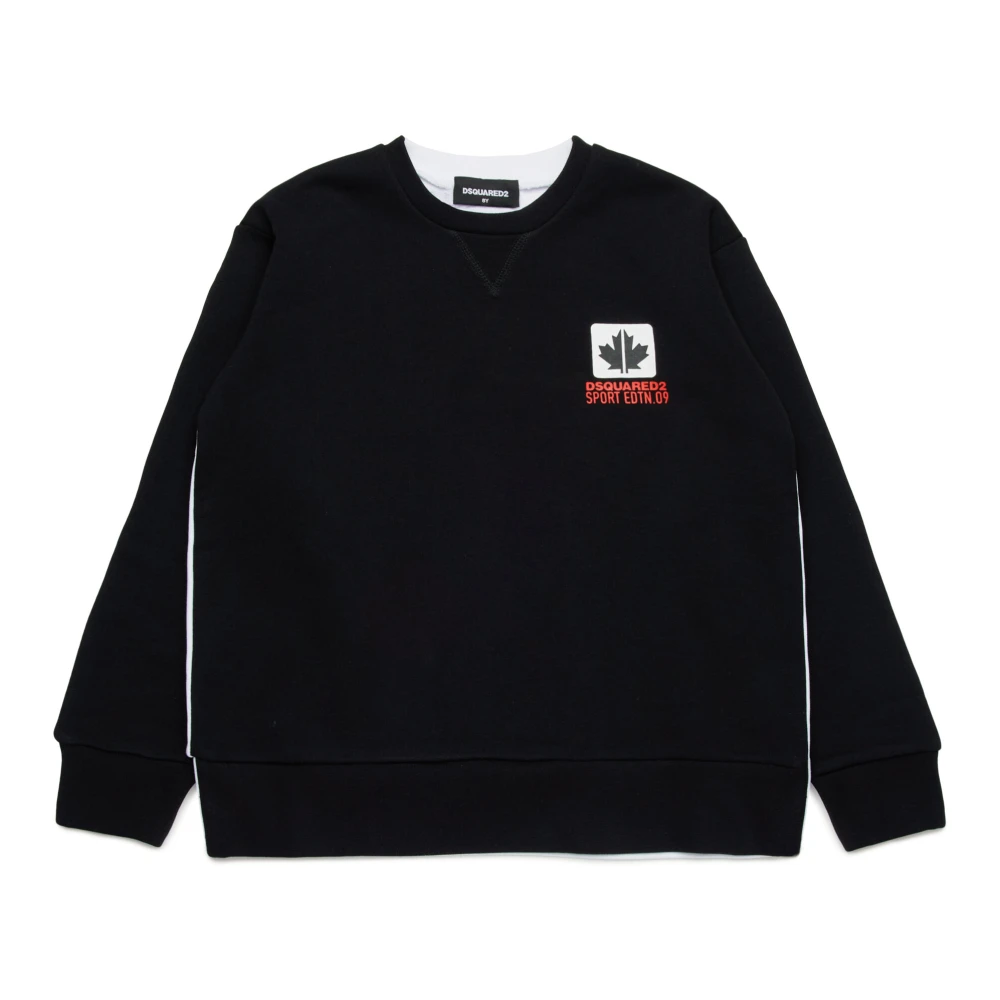 Dsquared2 Tvåfärgad sweatshirt med lövgrafik Black, Unisex