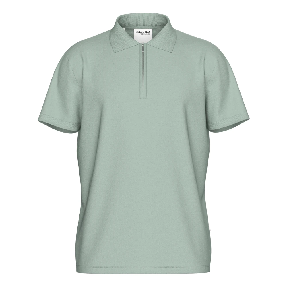 Grønn Zip Polo T-skjorte