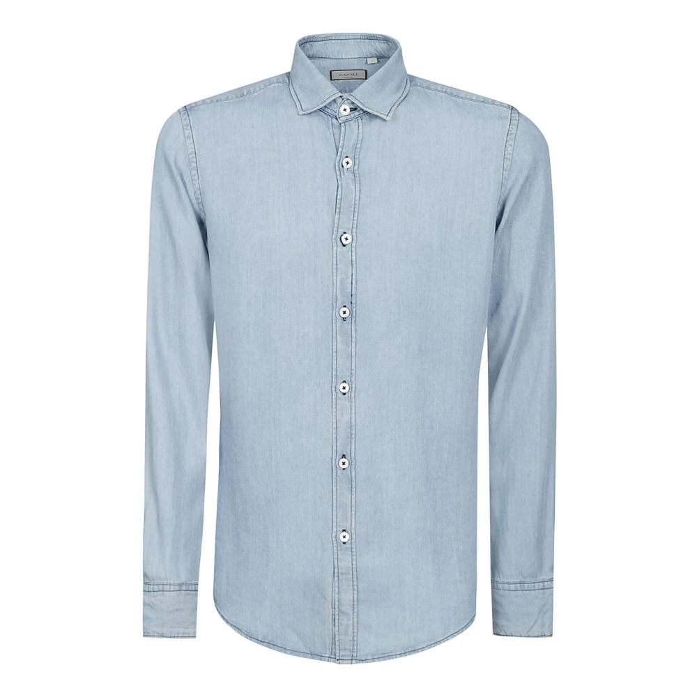 Canali Lichtblauw Katoenen Overhemd met Lange Mouwen Blue Heren