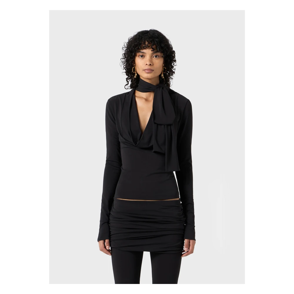 Blumarine Jersey Crepe Blouse Black Dames