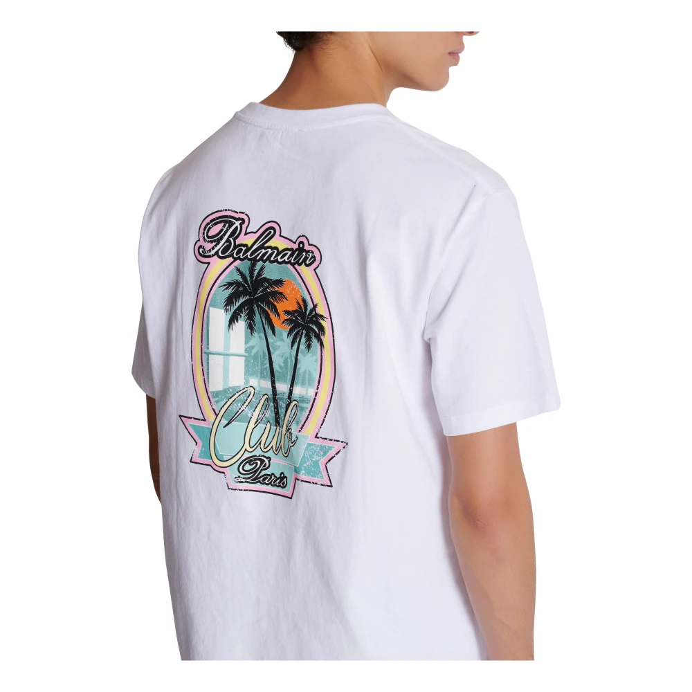 Balmain Club Signature bedrukt T-shirt White Heren