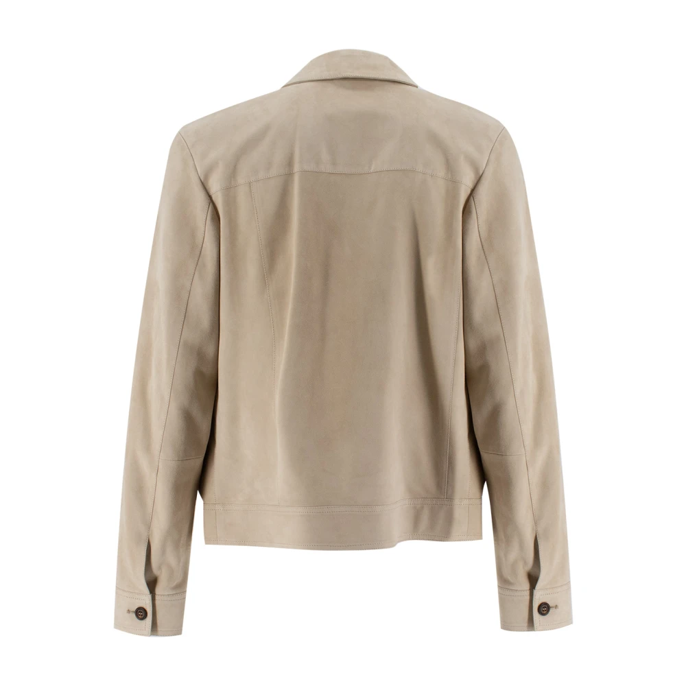Eleventy Zacht Leren Enkellange Jas Beige Heren