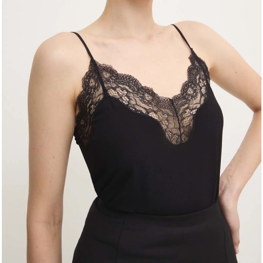 PATRIZIA PEPE Essentiële Kantentop met Stijl 8C0707A8I1 Black Dames