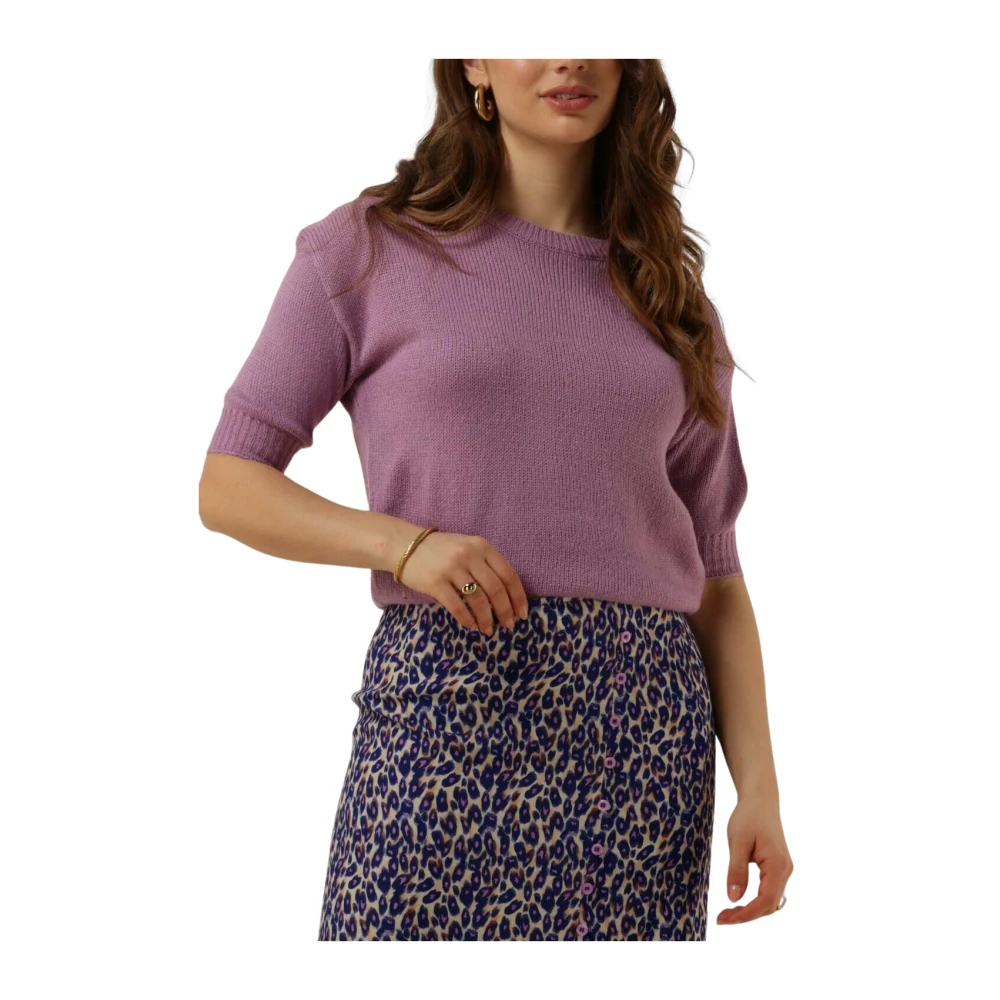 Ydence Paarse Gebreide Feline Top Purple Dames