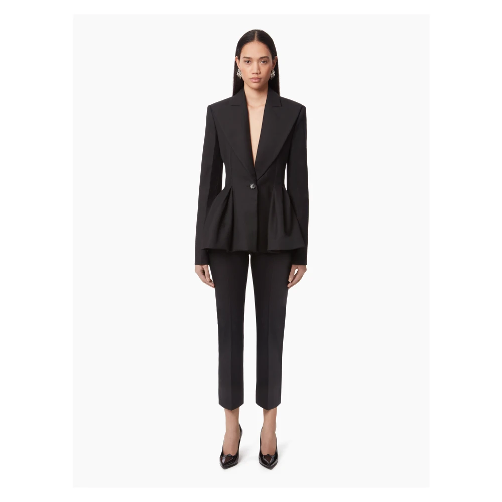 Nina Ricci Wool Gabardine Peplum Blazer Black Dames
