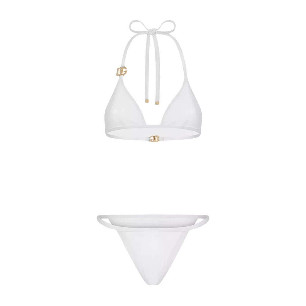 Hvit Bikini Sett med Gull Accents