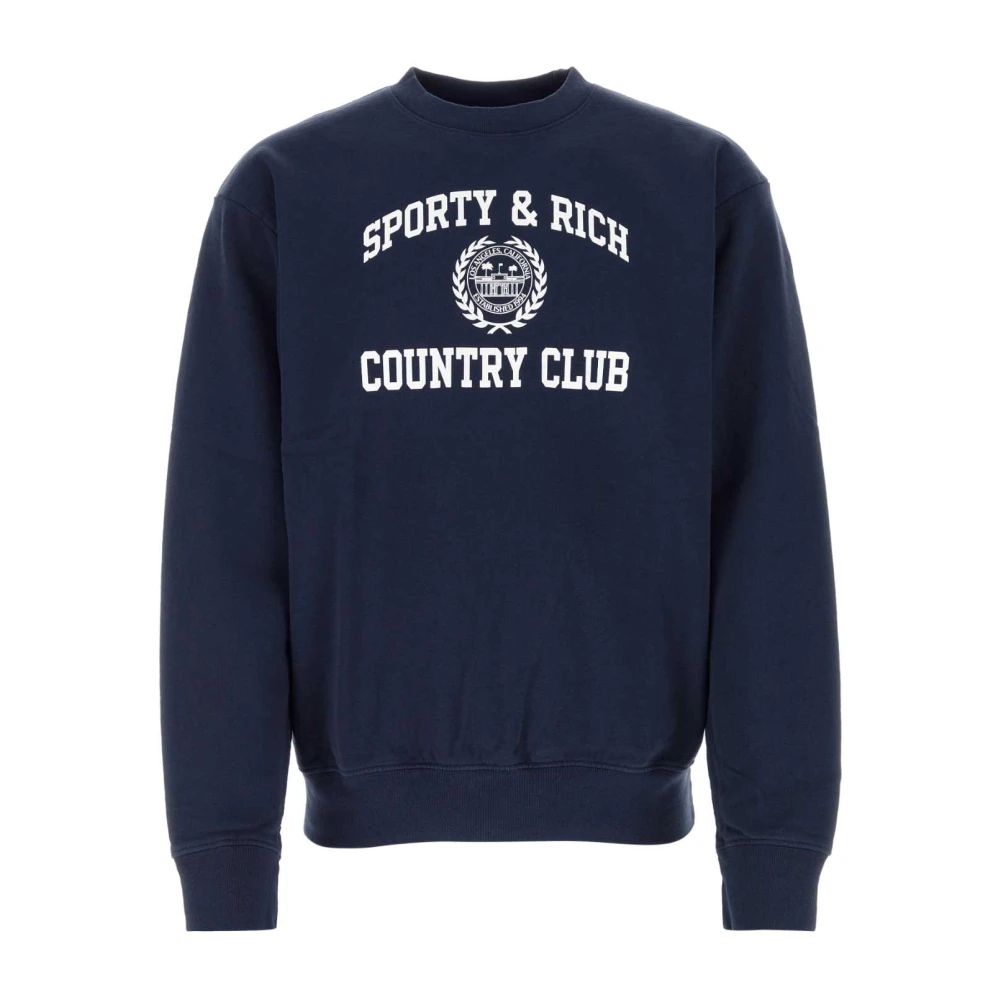 Sporty & Rich Blauwe katoenen sweatshirt Klassieke stijl Blue Heren