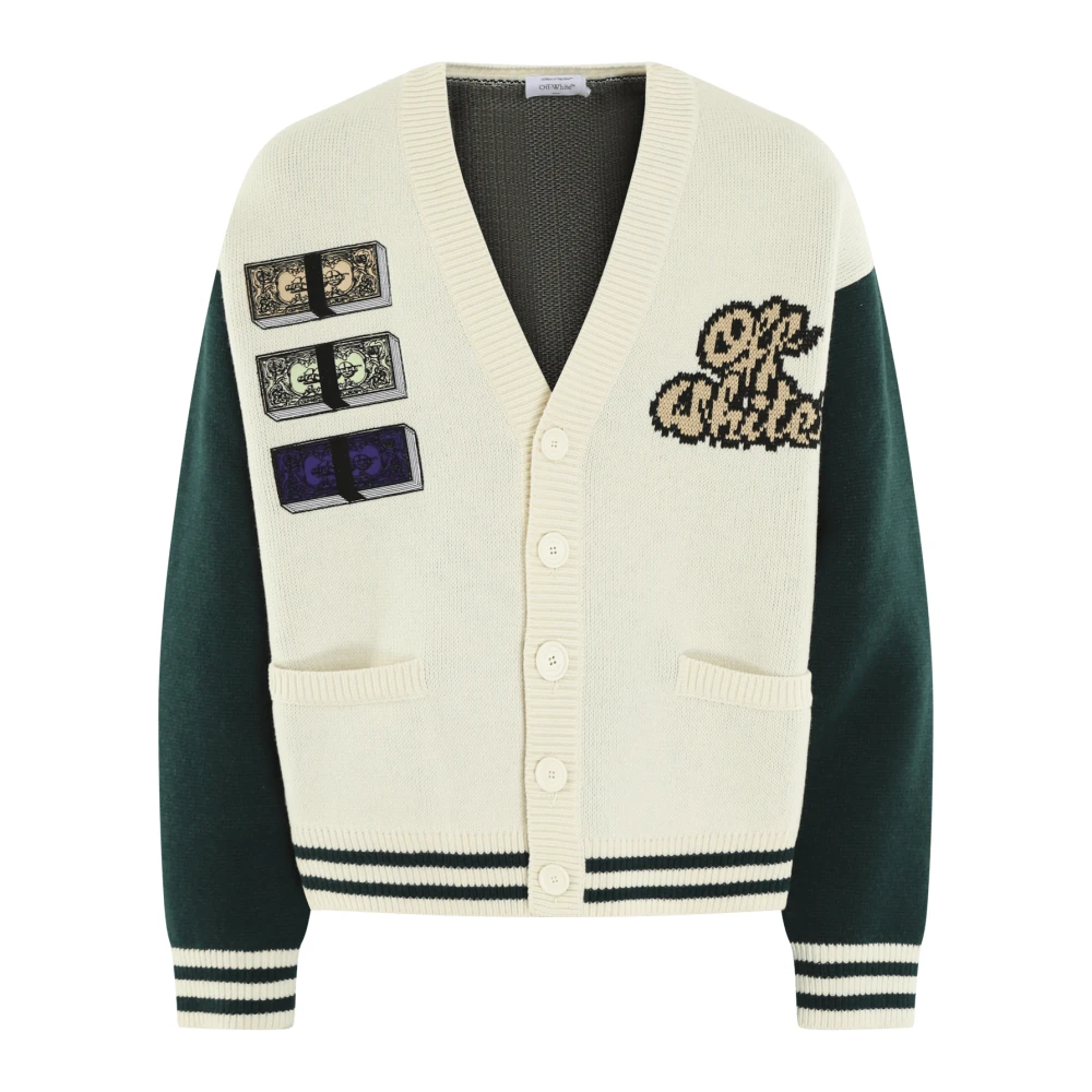 Off White Mannelijk Wit Off Truien & Vesten Heren, M, Crystal Cash Varsity Cardigan
