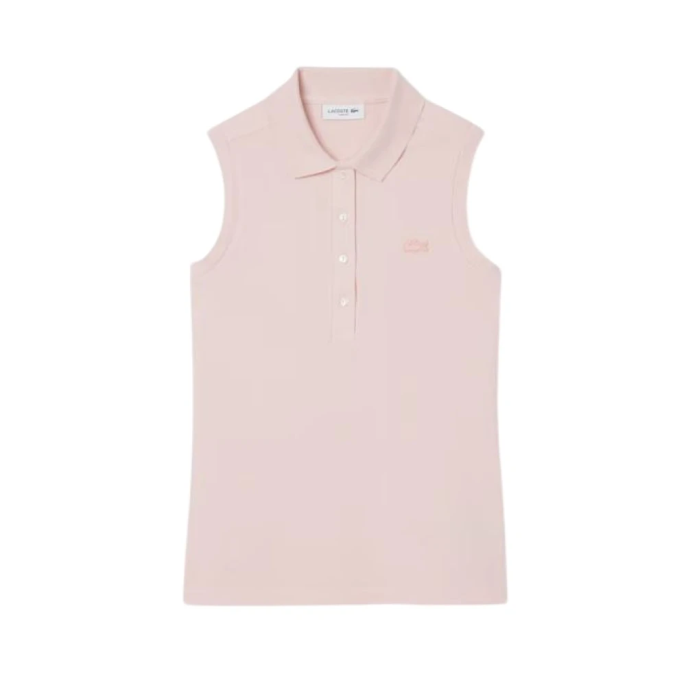 Lacoste Women's Pink L.12.d Slim Fit Sleeveless Stretch Polo - Sleeveless Tops - L - Tops