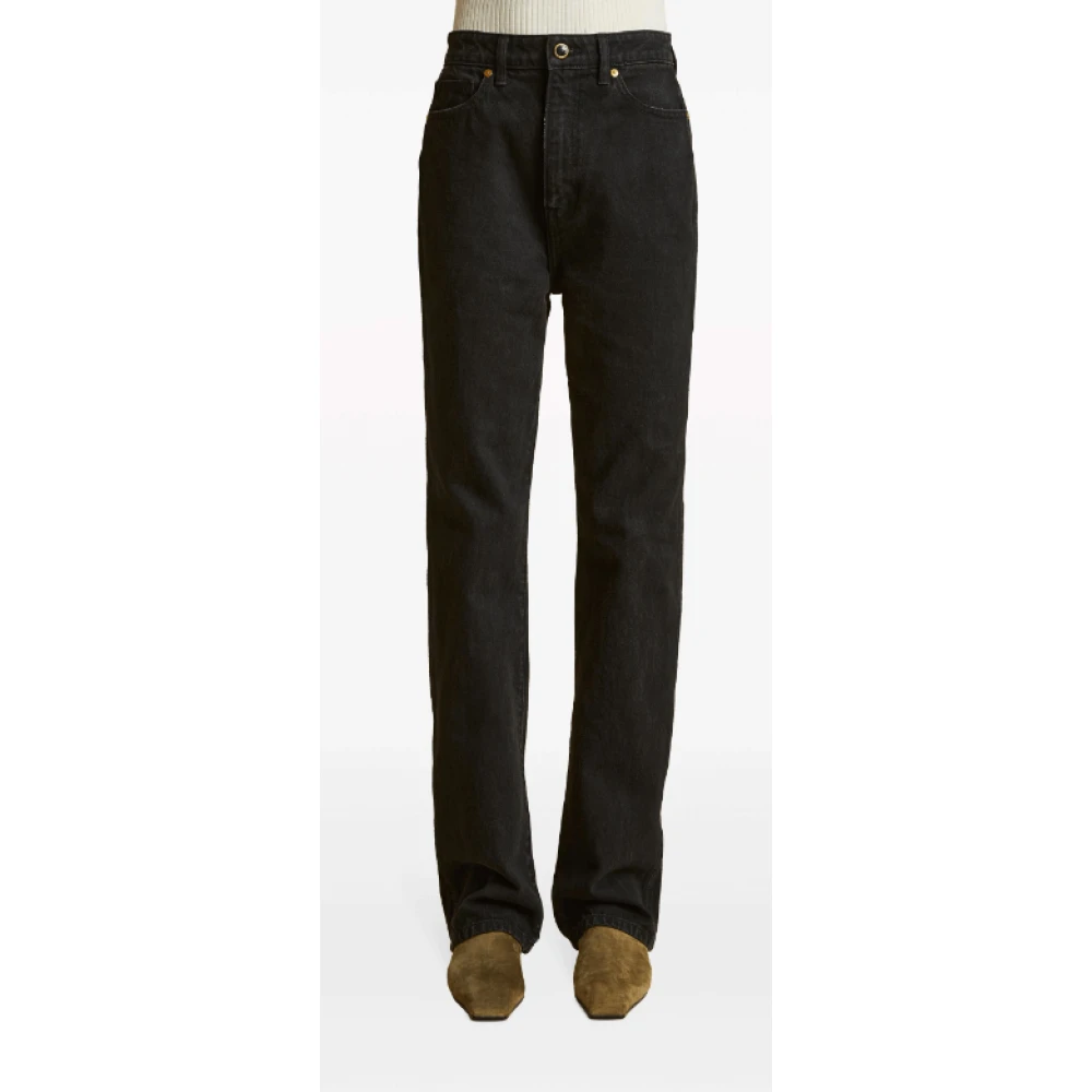 Khaite Zwarte High-Waisted Straight-Leg Jeans Black Dames