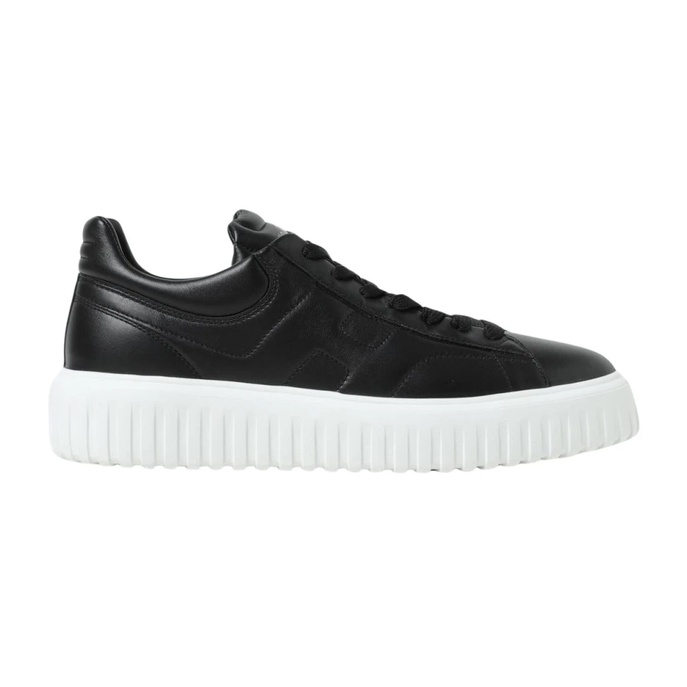 Hogan Men's Black H630 Leather Platform Sneakers