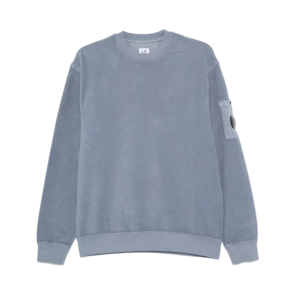 C.P. Company Diagonale Katoenen Sweatshirt met Twill Inzetstukken Blue Heren