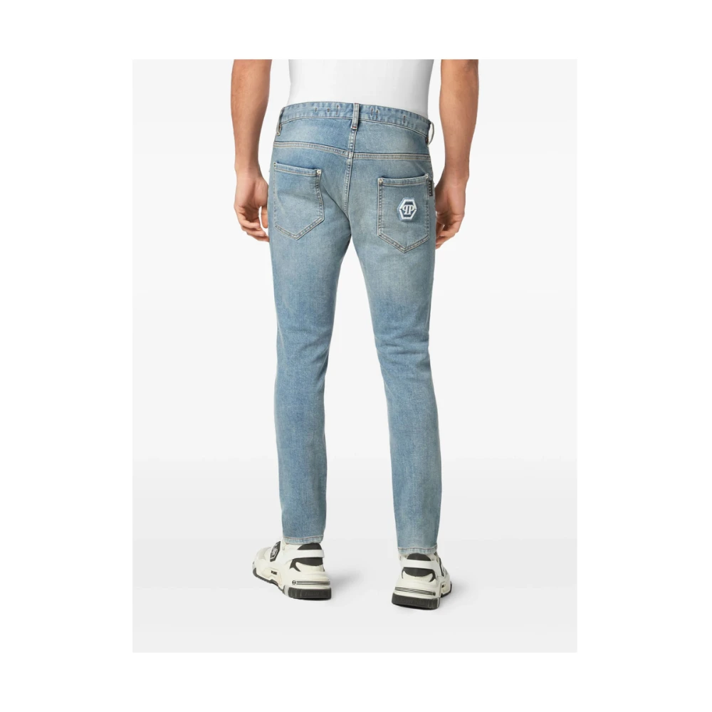 Philipp Plein Lichtblauwe Skinny Cut Jeans Blue Heren