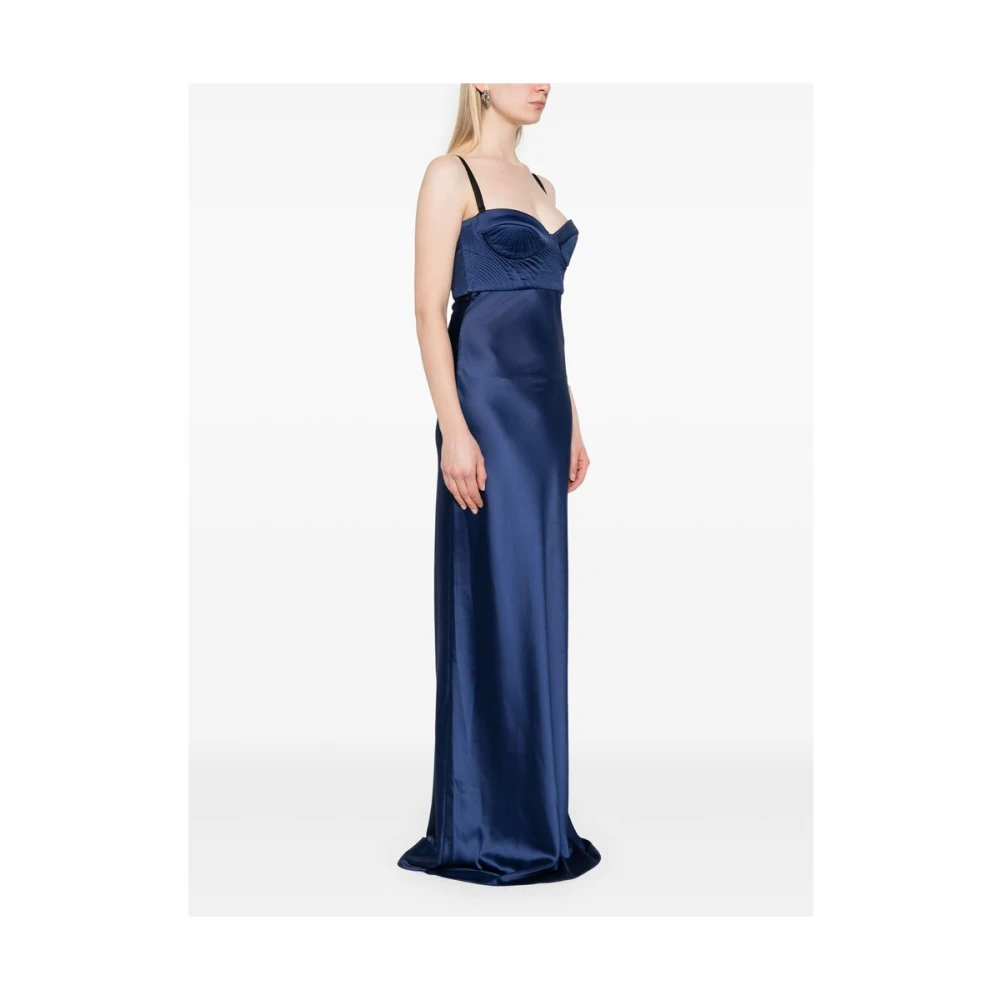 Anna October Navy Blue Matelassé Jurk met Bandjes Blue Dames