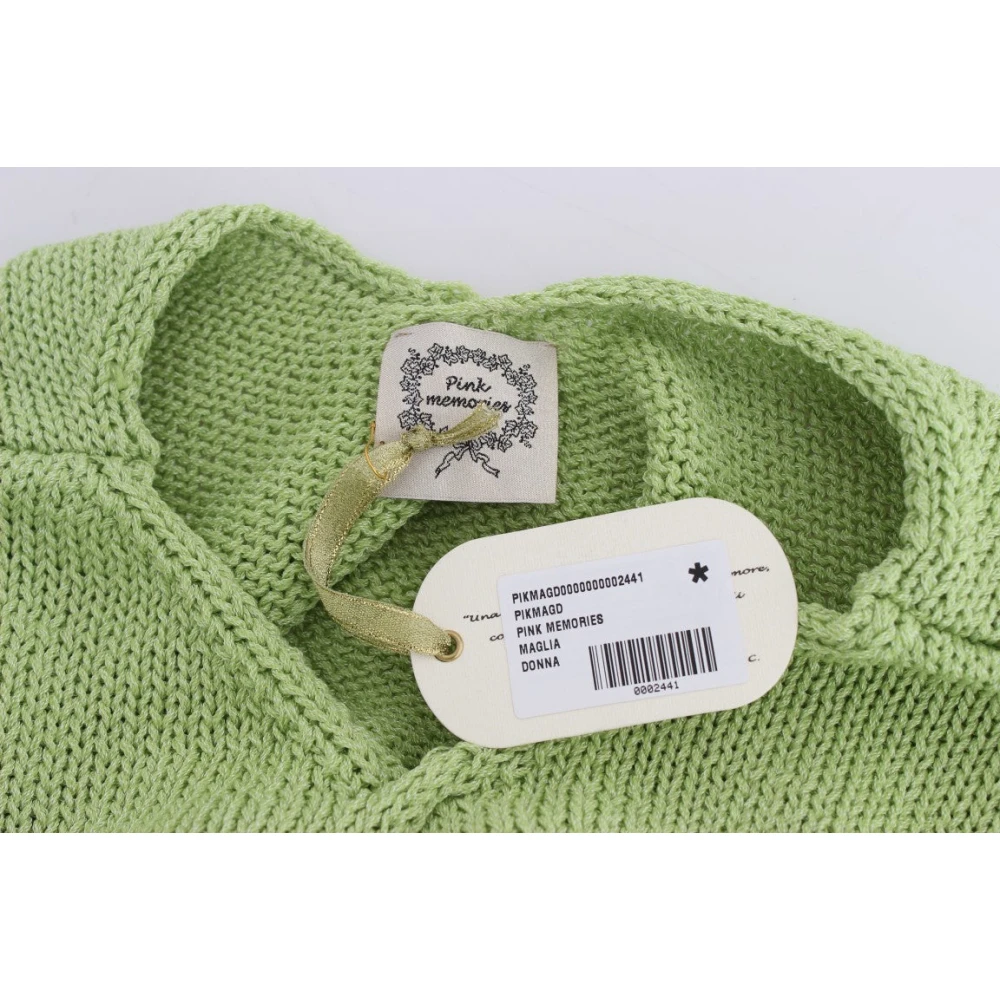 Pink Memories Groene Mouwloze Gebreide Vest Trui Green Dames