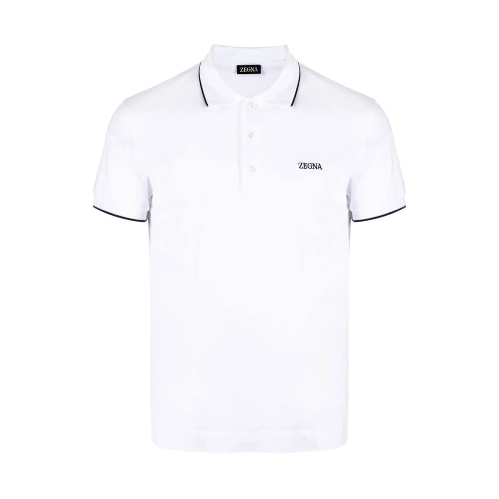 Ermenegildo Zegna Geborduurd Logo Polo Shirt White Heren