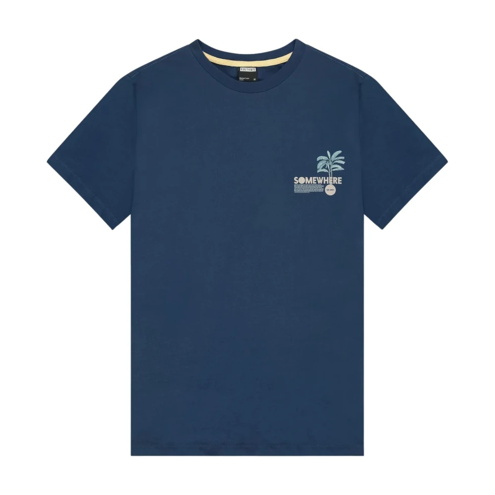 Kultivate Gedrukt T-shirt ergens Blue Heren
