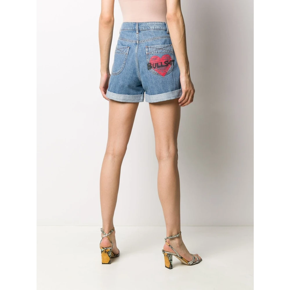 Philosophy di Lorenzo Serafini Blauwe Denim Slogan Print Shorts Blue Dames