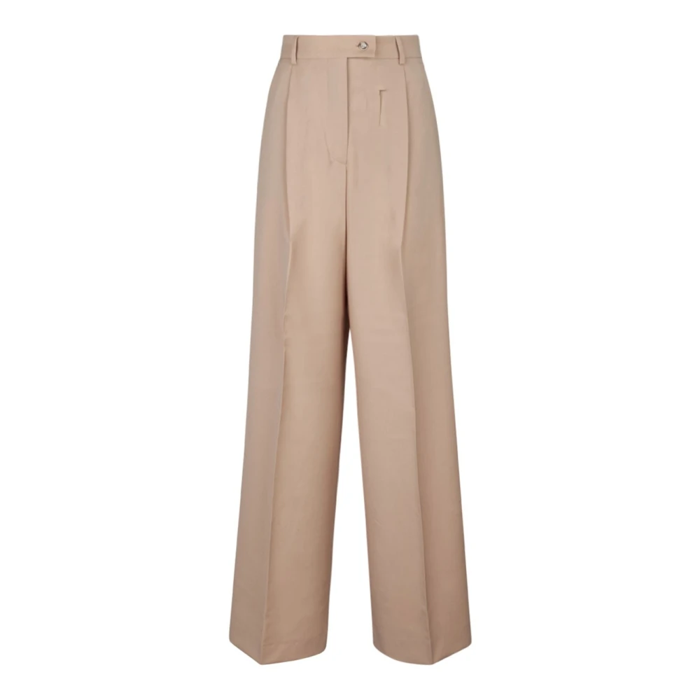SPORTMAX Beige Wide Leg Wool Trousers Beige Dames