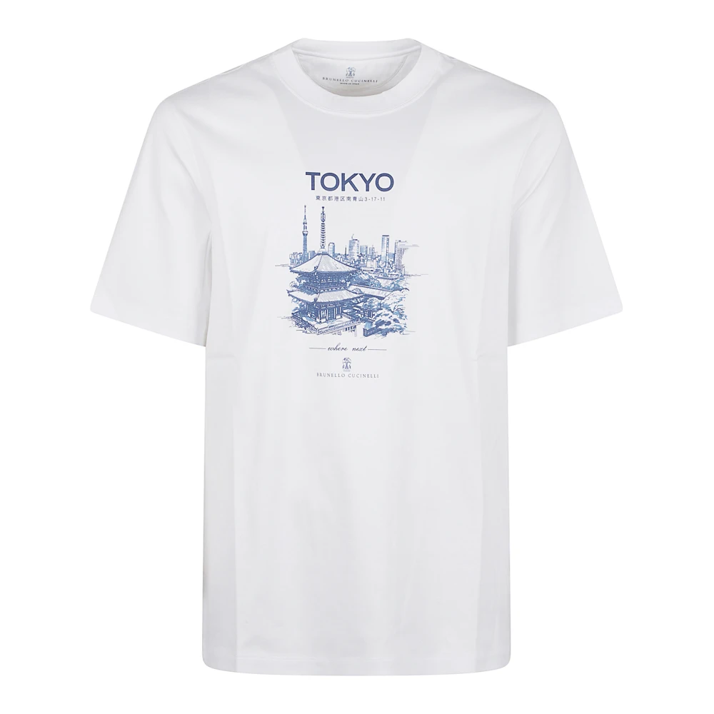 BRUNELLO CUCINELLI Witte Tokyo-geïnspireerde T-shirt White Heren