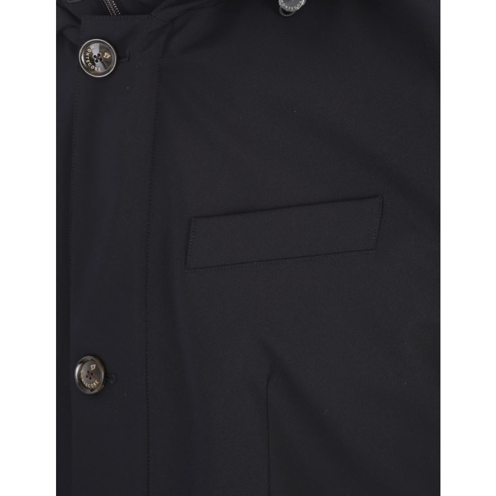 Montecore Blauwe wollen parka met afneembare capuchon Blue Heren