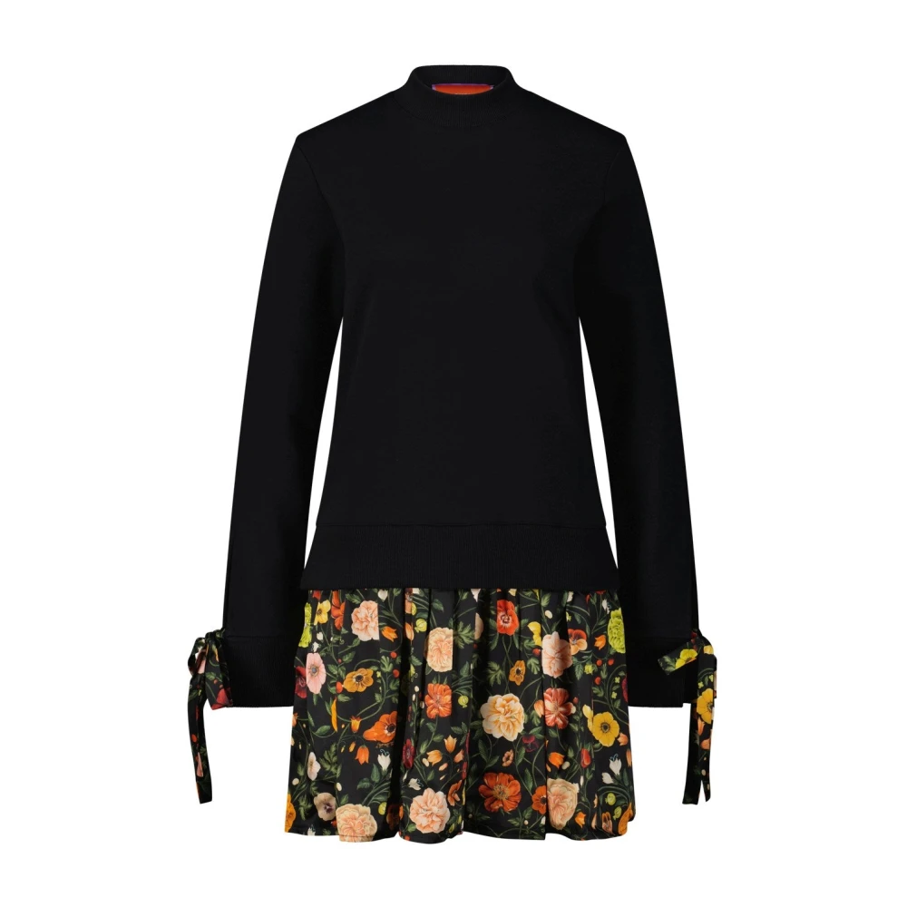 La DoubleJ Bloemen Mini Jurk met Sportieve Stijl Black Dames