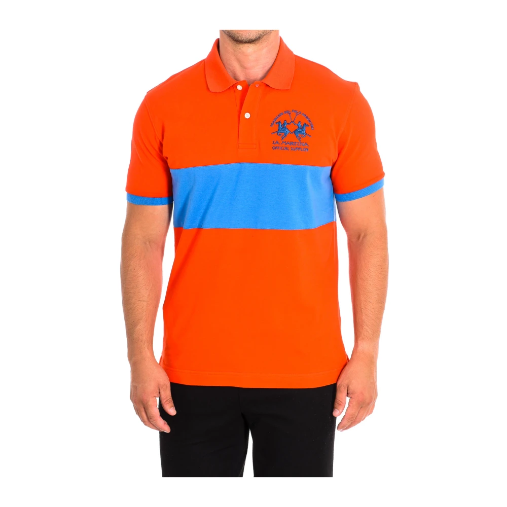 La Martina Men's Orange Short Sleeve Polo Shirt - Polo Shirts - M - Tops