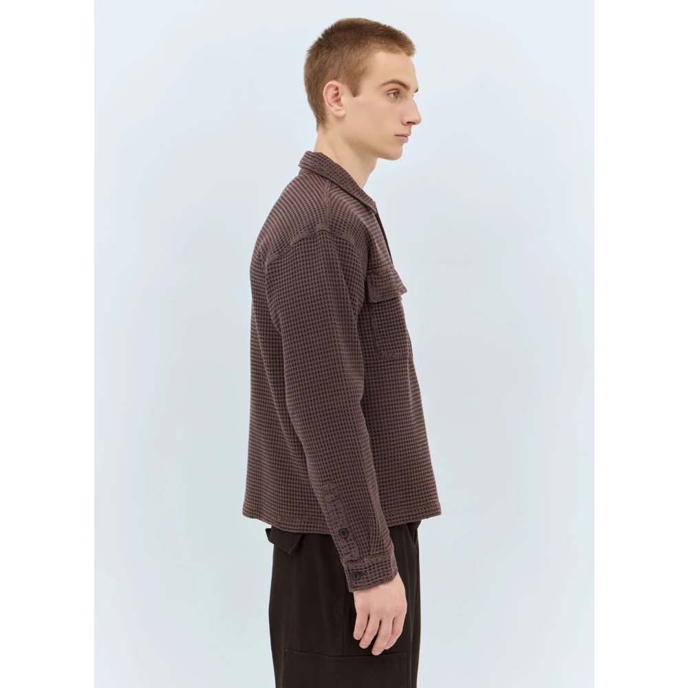 Brain Dead Katoenen Wafel Gebreide Overhemd Brown Heren