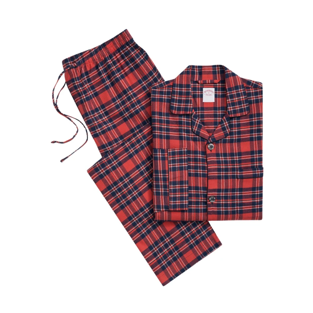 Brooks Brothers Röd bomull flanell rutig pyjamas Red, Herr