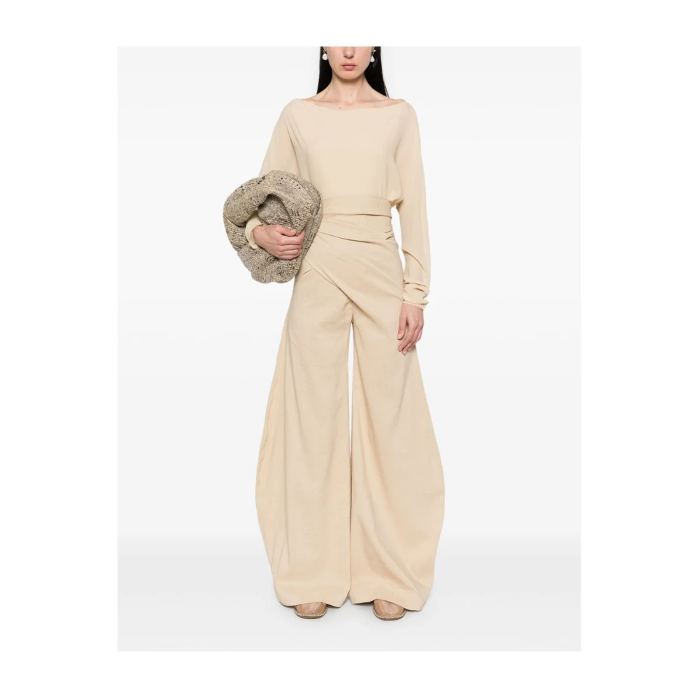 Cortana Beige Broek met Zijstrik Detail Beige Dames
