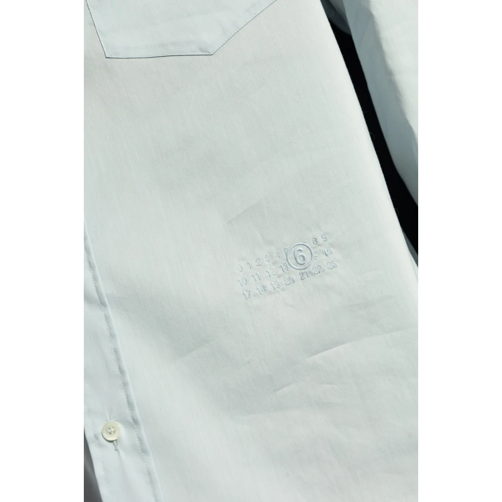MM6 Maison Margiela Overhemd met Gecombineerde Stoffen Blue Heren