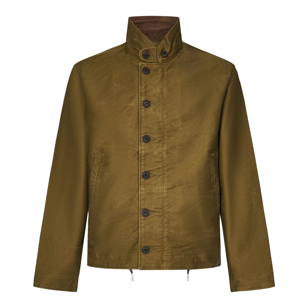 Polo Ralph Lauren Beige Katoenen Jas Hoge Kraag Koord Brown Heren