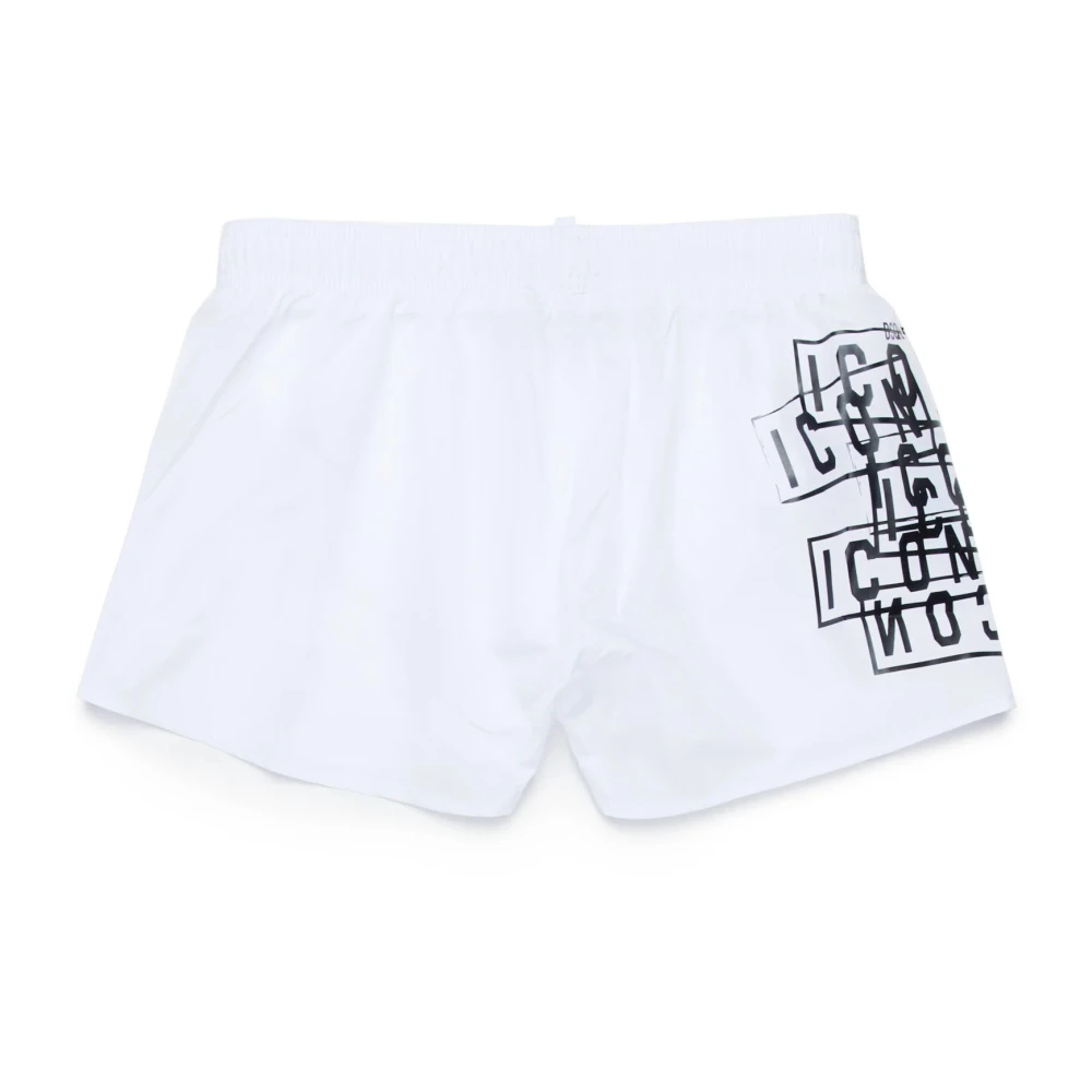 Dsquared2 Witte Logo Print Sea Shorts White Heren