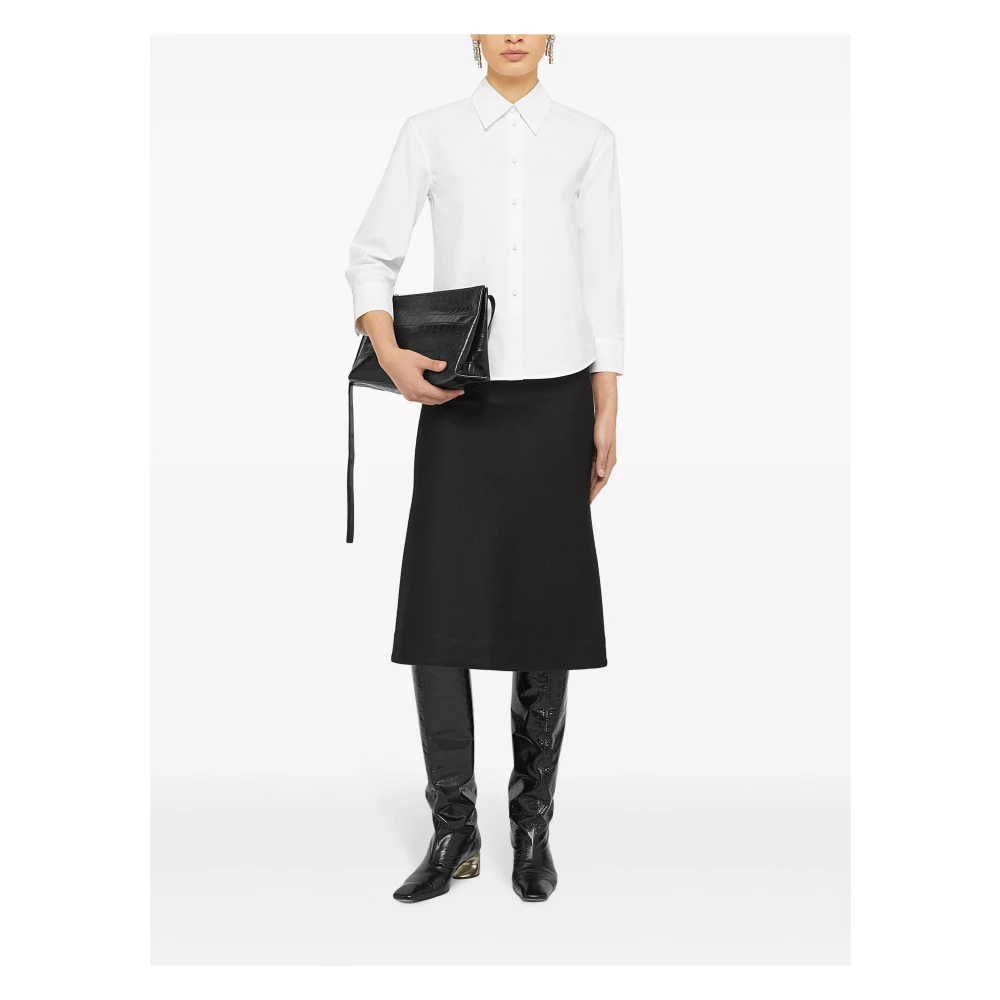 Jil Sander Witte Katoenen Poplin Cropped Shirt White Dames