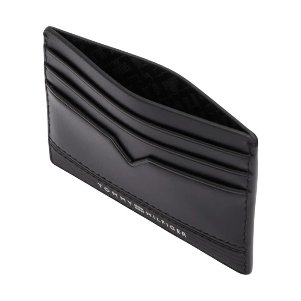Tommy Hilfiger Zwarte Leren Kaarthouder Portemonnee Black Heren
