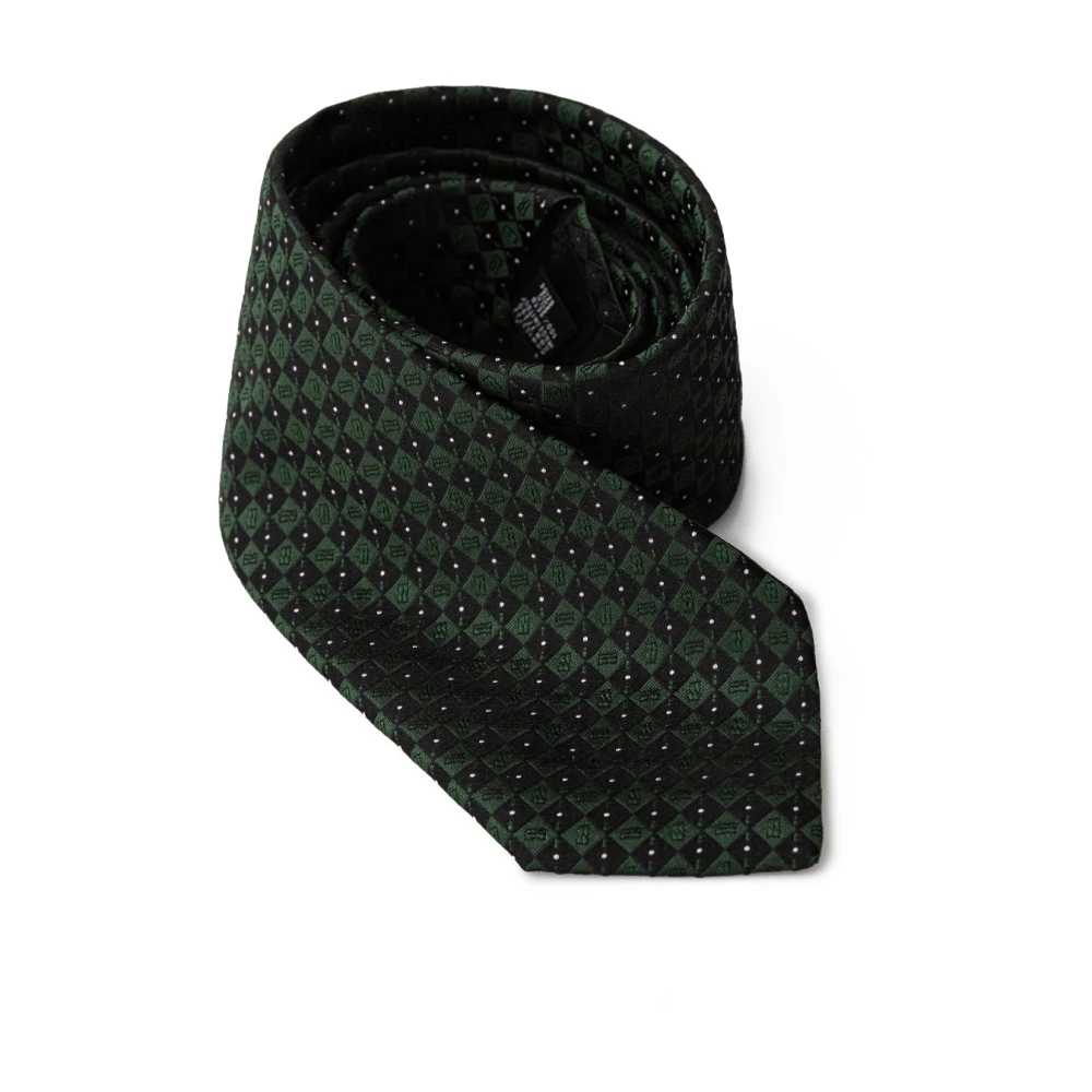 Emporio Armani Donkergroene Zijden Stropdas Green Heren