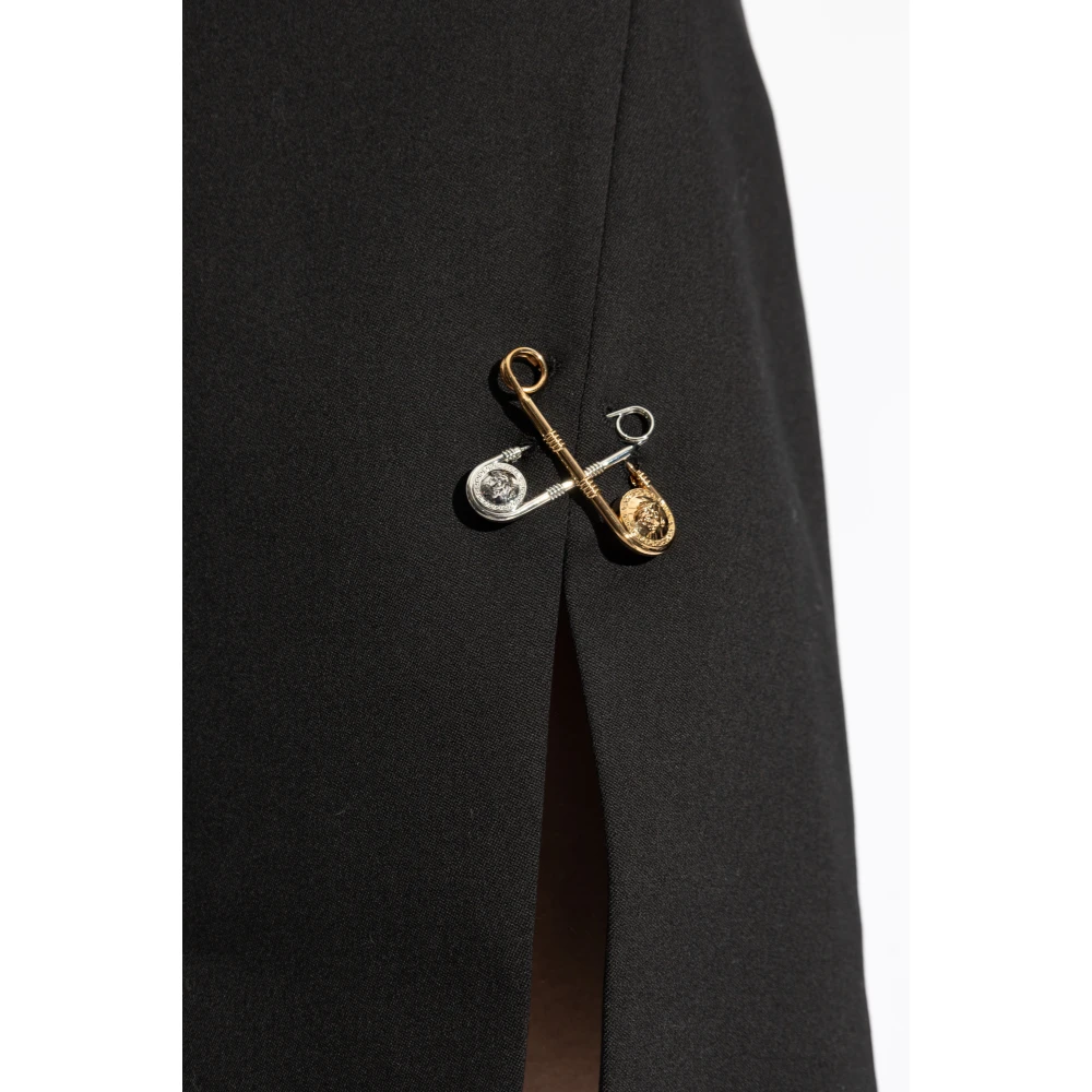 Versace Korte rok met decoratieve spelden Black Dames