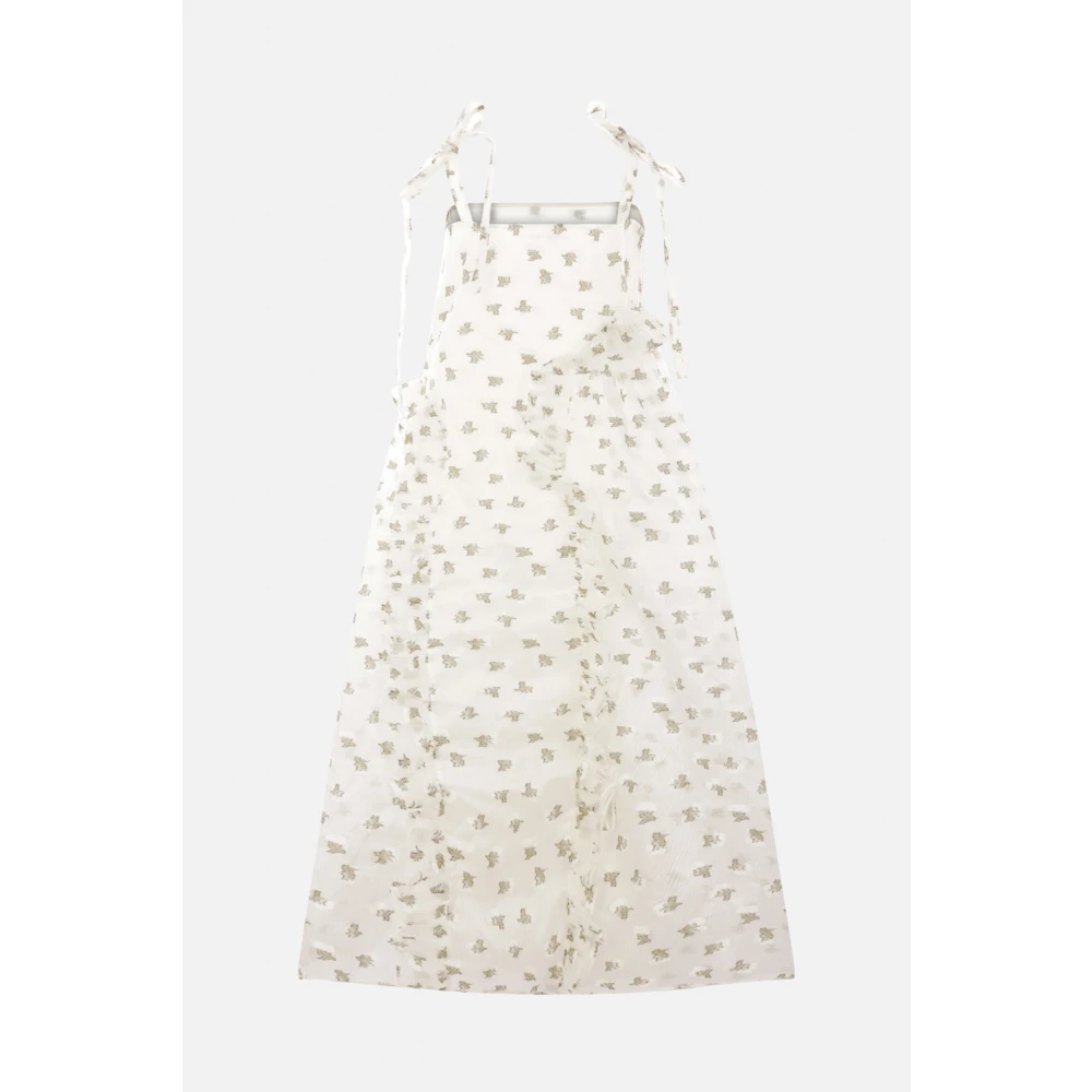 Cecilie Bahnsen Bloemen Geborduurde Midi Jurk White Dames