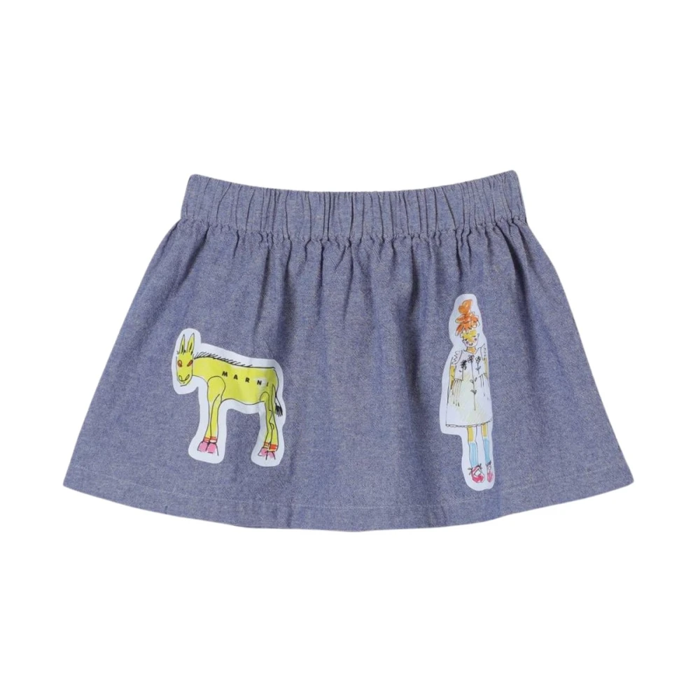 Marni Girls Blue Skirts,, Kids Denim Applique Skirt Size 3 Y