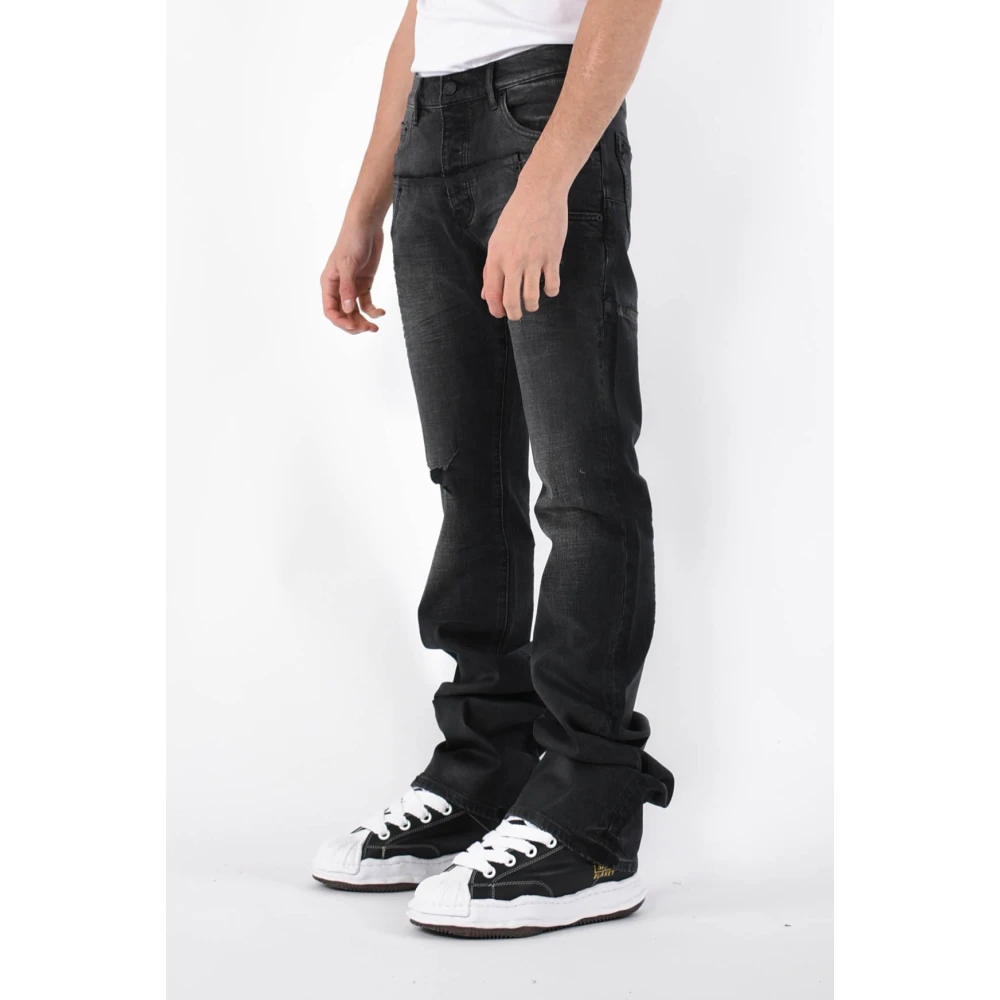 Purple Brand Flare Skinny Jeans met knoopsluiting Black Heren